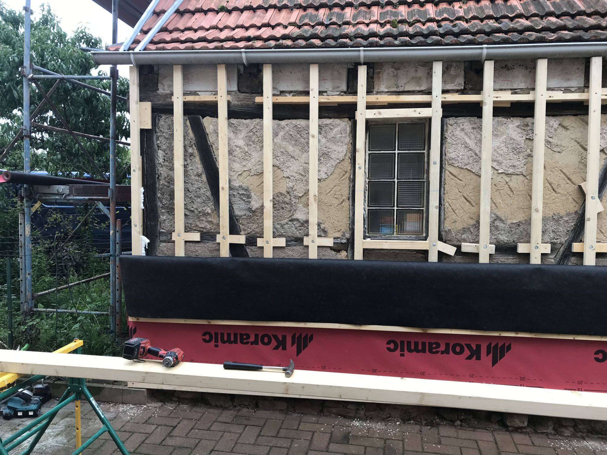 Redressement, isolation et mise à neuf d&#8217;une façade en colombage à Valff Hœœnheim 2